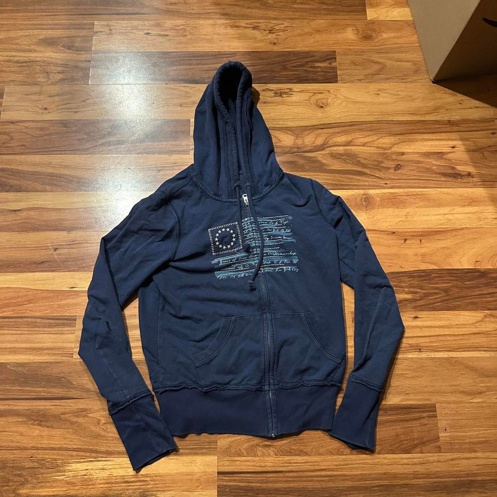 Polo Jeans Company America Flag Women's Hoodie Medium Zip Blue Ralph Lauren
